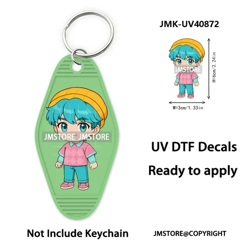 Kpop Hunters Movie Boy Band Girl Dinner UV DTF Motel Keychain Wraps Ready To Apply Waterproof High Quality Hotel Keychain Decals