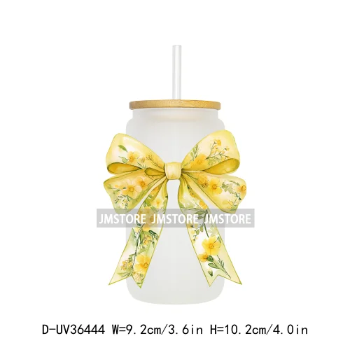 Colorful Bow Ribbon Bridal Birthday UV Sticker Decals For Libbey Cold Cups Mugs Tumbler Transfer Stickers Waterproof DIY Prints