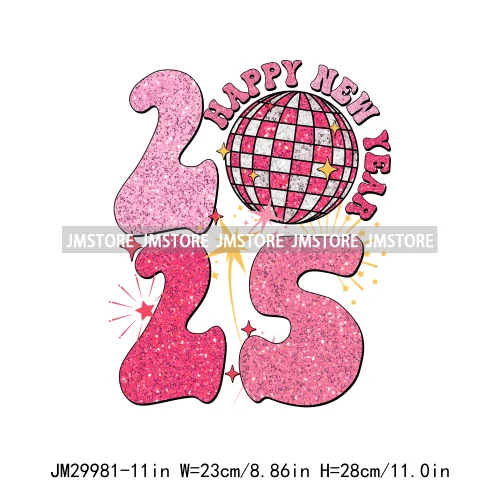 2025 Happy New Year Faux Glitter Holiday 12 New Chapters 365 New Chances Iron On DTF Transfer Sticker Ready To Press For Clothes