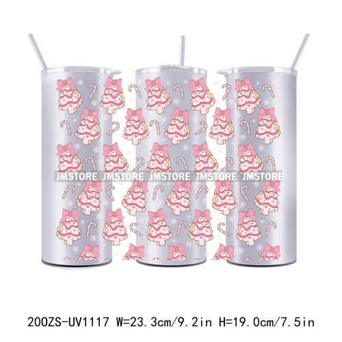 Seamless Christmas Santa Stocking UV DTF Tumbler Wraps Durable Ready To Apply Transfer Sticker For 20OZ Straight Skinny Tumblers