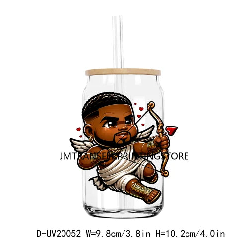 African American Black Valentine Boys Girls UV DTF Transfers Stickers Decal For Libbey Cold Cups Mug Tumbler Waterproof DIY Logo