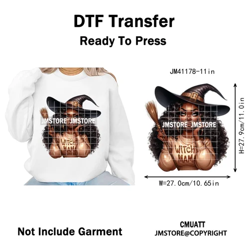 Horror Halloween Character Afro Coffee Killer Bad Mama Club Iron on Washable DTF Transfers Stickers Ready to Press for Clothing