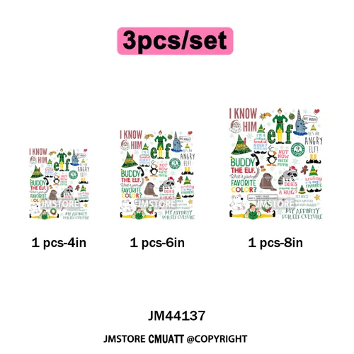 Funny Christmas Movie Quotes Cartoon Characters Santa Iron on Washable DTF Heat Transfer Stickers Ready to Press for Sweatshirts