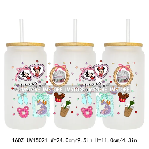 Magical Mirror Cartoon Coquette Bow 16OZ UV DTF Cup Wraps Ready To Apply Waterproof Transfer Stickers For Libbey Glass Can Mugs