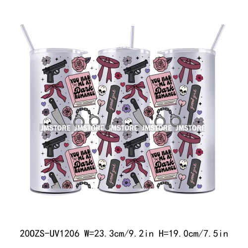 Coquette Bow Flowers Book Lover UV DTF Tumbler Wraps Durable Ready To Apply Transfer Stickers For 20OZ Straight Skinny Tumblers