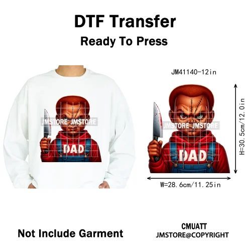Halloween Spooky Afro Dad Scary Movie Smoking Character Costume Design Iron on DTF Transfer Stickers Ready to Press for Clothing
