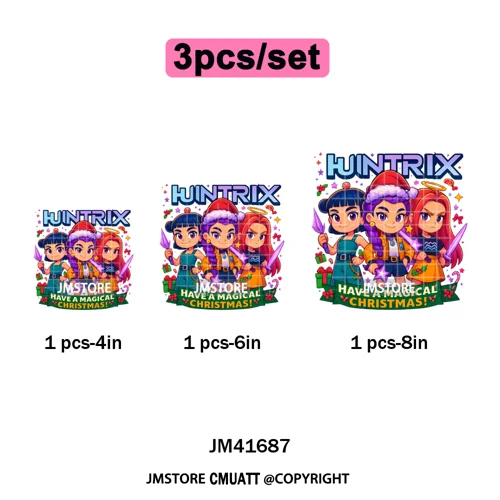Merry Christmas Kpop Music Band Group Character Xmas Festive Love Iron on DTF Transfers Stickers Ready to Press for Clothes Bags