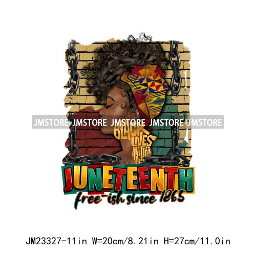 Blessed Juneteenth Freedom Independence Day Afro American Woman Queen Free-ish Since 1865 DTF Transfer Stickers For T-shirts
