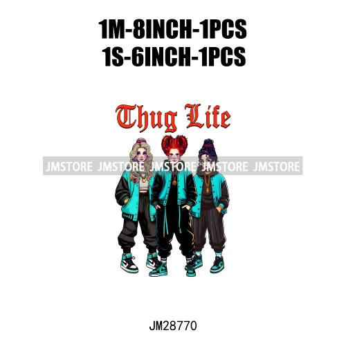 Thug Life Halloween Cartoon Character Scary Vibes Gangster Killer Decals Iron On DTF Transfer Sticker Ready To Press For Hoodies