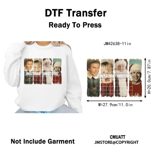 Retro Coquette Bows Holiday Christmas Movie Cartoon Kids Lover Iron on DTF Washable Transfer Stickers Ready to Press for Garment