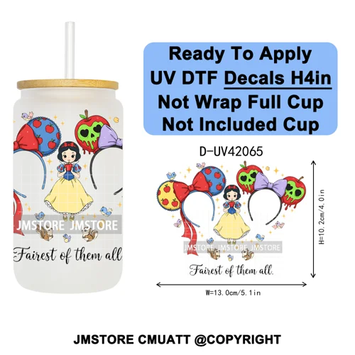 Spooky Halloween Mouse Ears Cartoon Character UV DTF Transfer Sticker Decals Ready To Apply Waterproof For 16OZ Libbey Glass Can