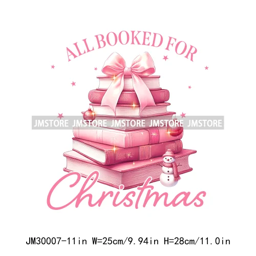 Coquette Pink Girly Christmas Vibes Book Just Waiting For Christmas Iron On DTF Transfer Stickers Ready To Press For Hoodies Bag