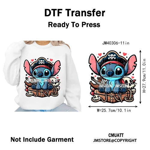 Cute Cartoon Blue Animal Princess Best Friends Designs Iron on DTF Washable Transfers Stickers Ready to Press for Clothing Bags