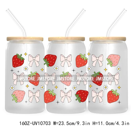 Dog Cat Mom UV DTF Cup Wraps Transfers Sticker For 16OZ Libbey Glass Can Butterfly Flowers Strawberry Coquette Cowgirl Boots