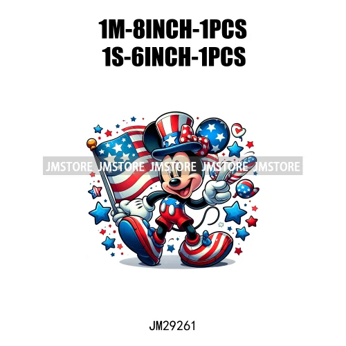 Washable Cartoon Animal 4th Of July Independence Day Freedom Iron On DTF Transfers Stickers Ready To Press For Clothing