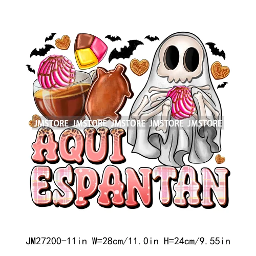 Spanish Espooky Vibes Latina Pantasmas Mexican Halloween Conchas Cucuys Aqui Espantan DTF Iron On Transfers Stickers For Hoodies