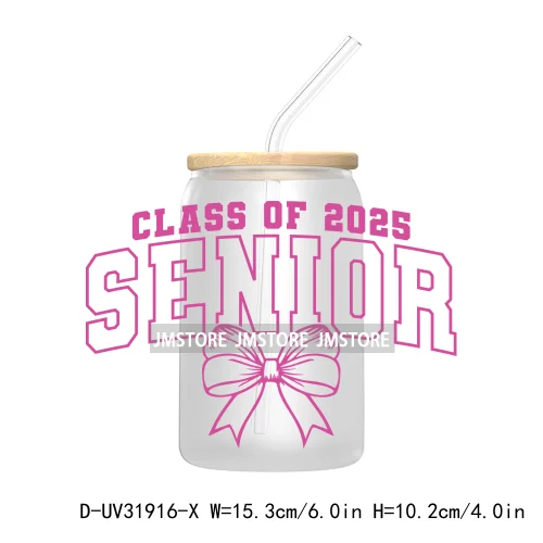 Senior 2025 College Grad UV Sticker Decals For Libbey Cold Cups Mugs Tumbler Transfer Stickers Waterproof Labels Graduation Cap