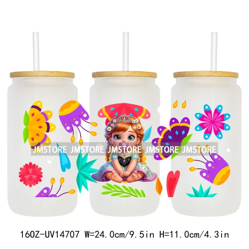 Magical Princess Bow Cartoon Girl 16OZ UV DTF Cup Wraps Ready To Apply Waterproof Transfer Stickers For Libbey Glass Can Tumbler