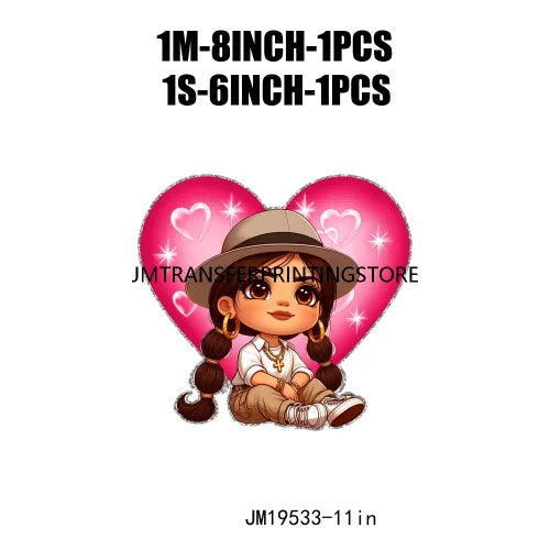 Cute Spanish Girl old School Chicano Cholo Love Couple Valentine Iron On DTF Heat Transfer Stickers Ready For Press For Clothing