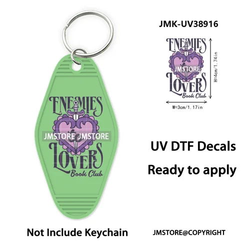 Reading Book Animals Mental Health UV DTF Motel Keychain Wraps Ready To Apply Waterproof High Quality Hotel Keychain Decals