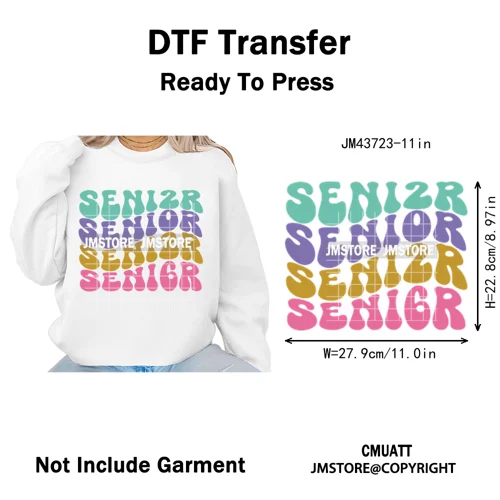 High School Senior Year Class of 2026 My First Last Day Iron on Washable DTF Heat Transfers Stickers Ready to Press for Hoodies