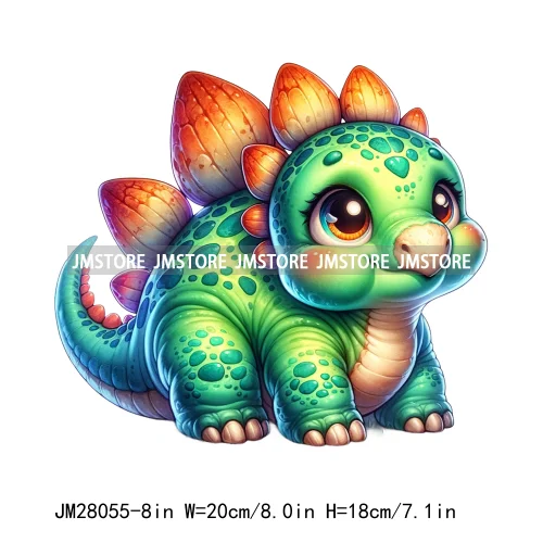 Colorful Dinosaur Baby Animal Thermal Printing Iron On DTF Transfer Stickers Ready To Press For Clothes