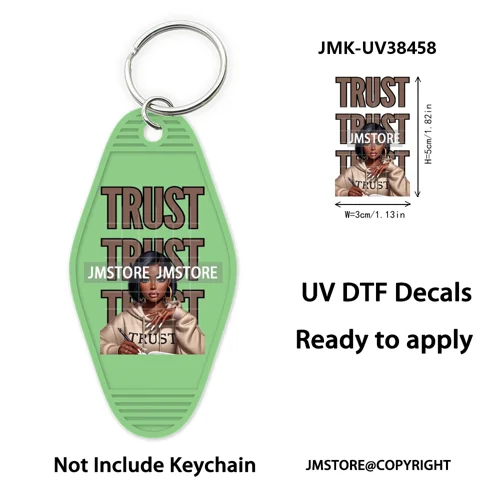 Afro Girls Faith Religious Christian UV DTF Motel Keychain Wraps Ready To Apply Waterproof High Quality Hotel Keychain Decals