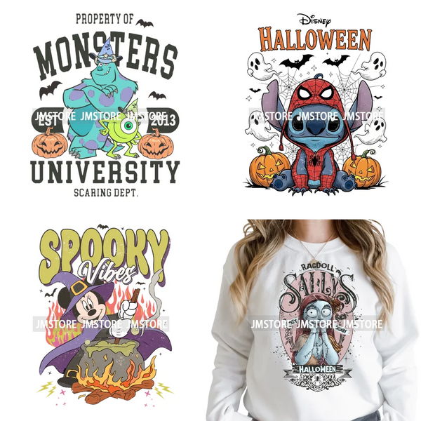 Cartoon Scary Monster Halloween Friends Season Printing Iron on DTF Washable Heat Transfers Stickers Ready to Press for Textile