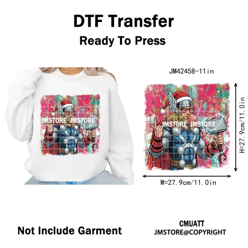Funny Brushstroke Bubble Cartoon Christmas Killer Movie Xmas Iron on DTF Washable Transfers Stickers Ready to Press for Textiles