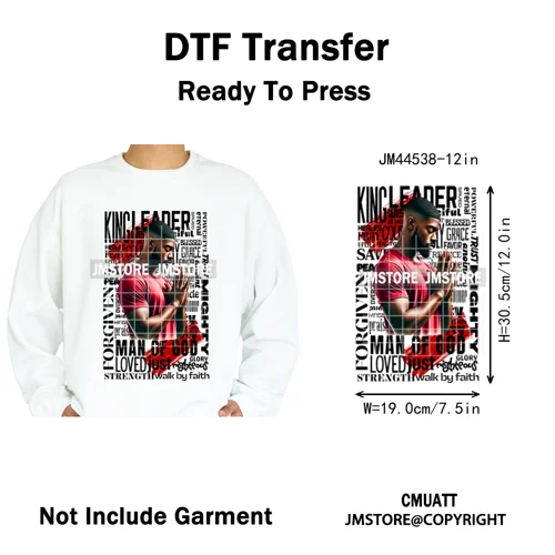 Bible Inspirational Quotes Black Prayer Men of God Religious Iron on Washable DTF Transfers Stickers Ready to Press for Textiles