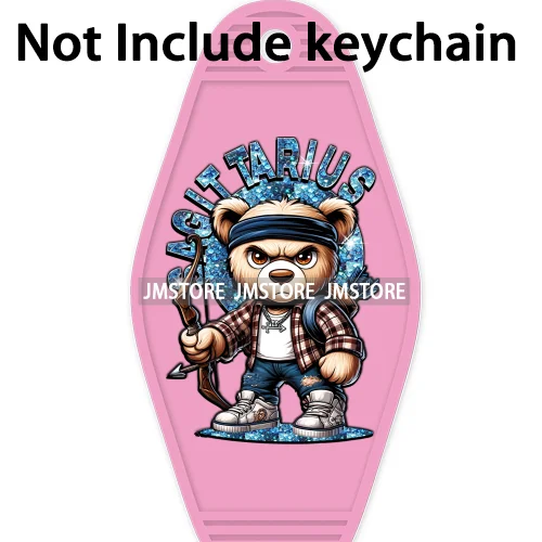 Mean Bear Zodiac Men Women High Quality WaterProof UV DTF Sticker For Motel Hotel Keychain Custom Labels Cool Hip Pop Animals