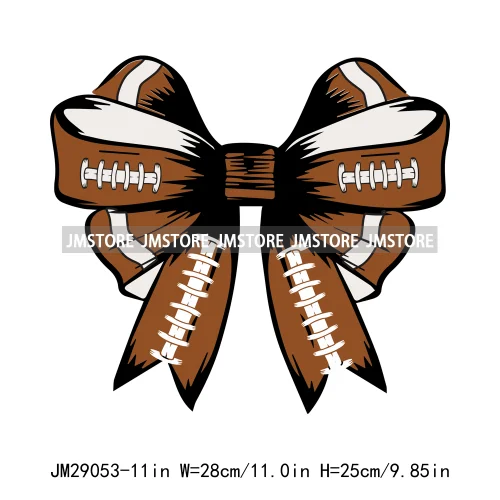 Coquette Bow Fall Football Mom Season Sports Team Thermal Printing Iron On DTF Transfer Stickers Ready To Press For T-shirts Bag