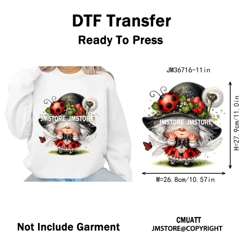 Spooky Scary Witch Girly Animal Flower Strawberry Gnomes Iron on DTF Washable Transfers Stickers Ready to Press for Hoodies Bags