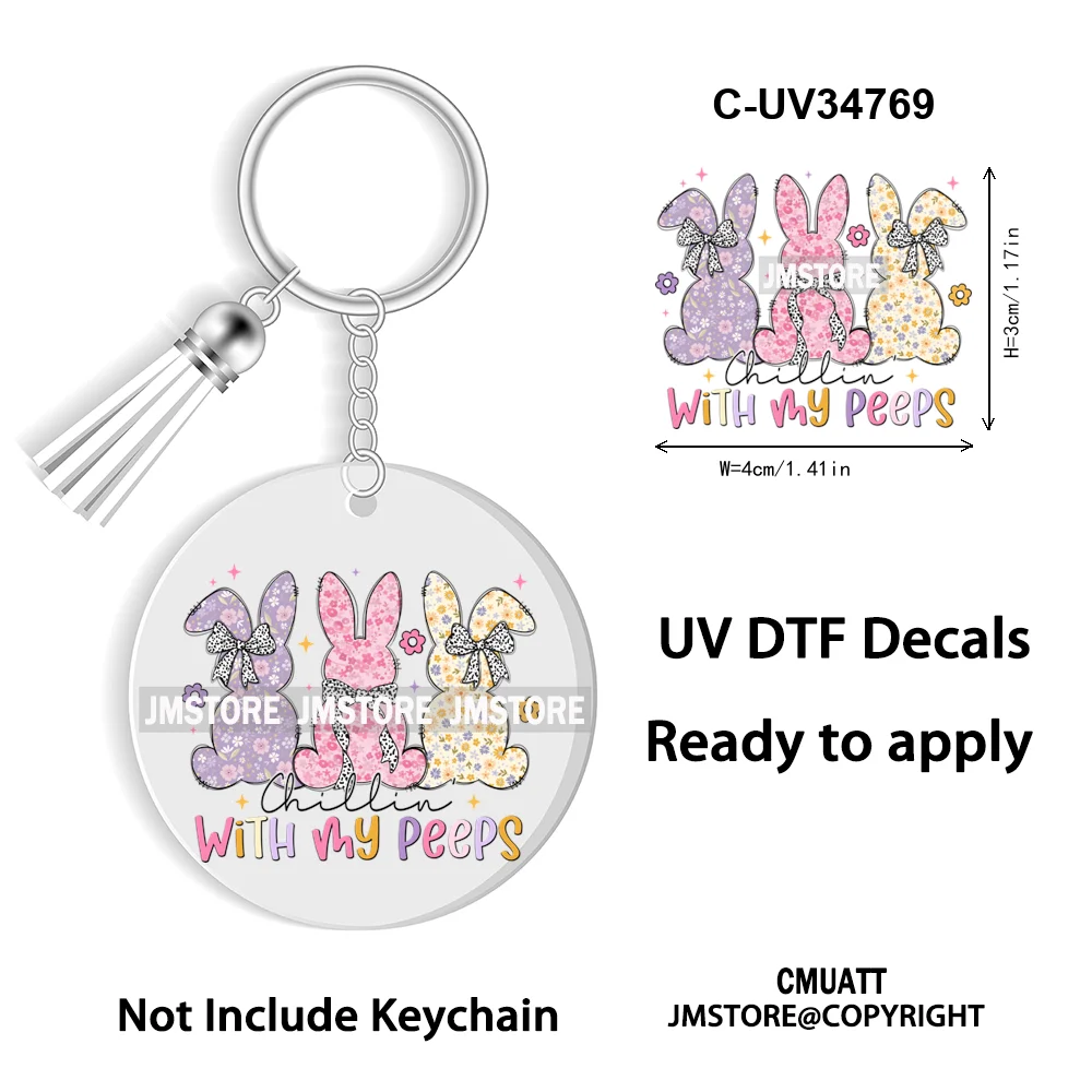 The Lord Is My Shepherd Christian Religious Easter Bible Verse Faith UV DTF Stickers For Round Circle Acrylic Keychain Keyring