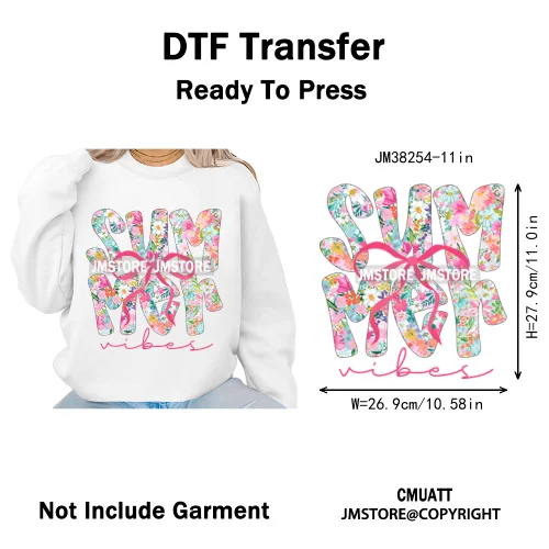 Seashell Sweet Summer Salty Soul Preppy Coastal Coquette Floral Vibes Iron on DTF Transfers Stickers Ready to Press for T-shirts