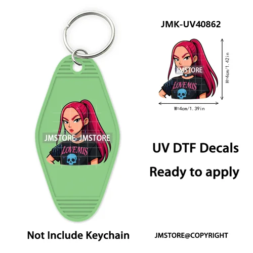 Kpop Hunters Movie Boy Band Girl Dinner UV DTF Motel Keychain Wraps Ready To Apply Waterproof High Quality Hotel Keychain Decals
