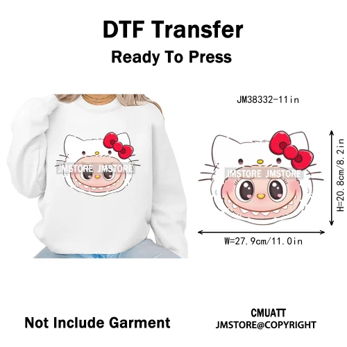 New Cartoon Costume Monster Dolls Lover DTF Printing Decals Iron on Washable Transfers Stickers Ready to Press for T-shirts