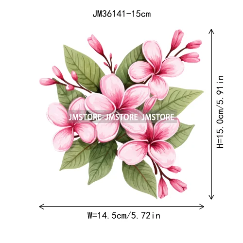 15cm 5.9in Kids Rose Flower Iron On DTF Heat Transfer Stickers For Clothes Printed Vinyl Thermal Applique Washable T-Shirt Decal