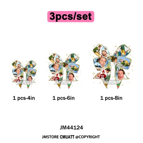 Funny Christmas Movie Quotes Cartoon Characters Santa Iron on Washable DTF Heat Transfer Stickers Ready to Press for Sweatshirts