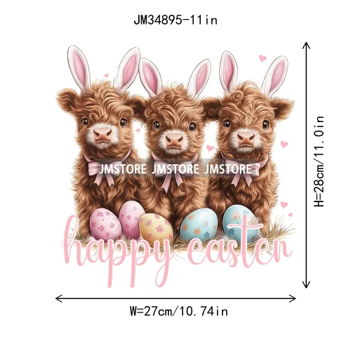 Happy Easter Day Cute Coquette Girl Kids Carrot Floral Bunny Eggs Iron On DTF Heat Transfers Stickers Ready To Press For Hoodies