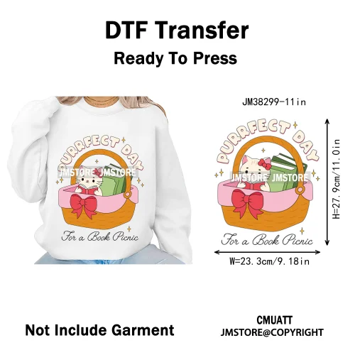 Cute Summer Book Picnic Kindle Club Beach Reading Bookish Vacation Iron on DTF Transfer Stickers Ready to Press for Clothes Bags