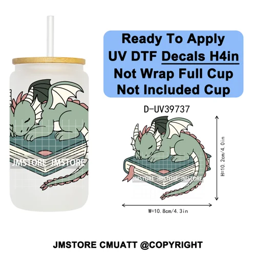 Fantasy Book Lover Gifts Positive Quotes UV DTF Decals Ready To Apply Waterproof Transfer Stickers For 16OZ Libbey Glass Can Cup