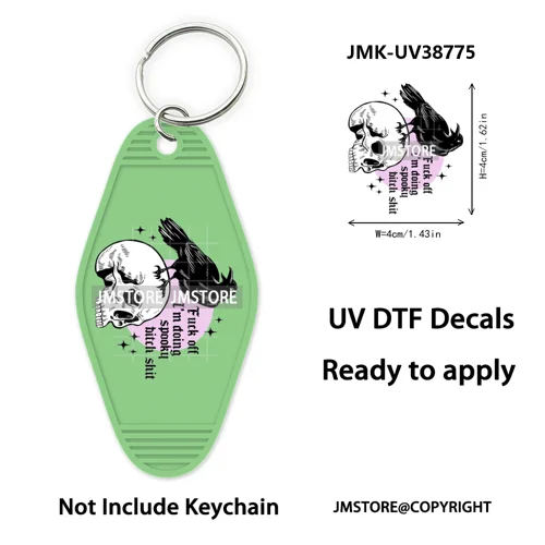 Fall Halloween Quotes Spooky Boo UV DTF Motel Keychain Decal Ready To Ship Durable Transfer Stickers Prints For Hotel Keychain