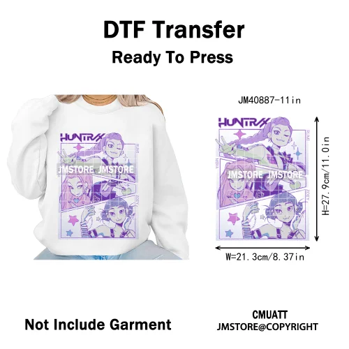 Kpop Movie Style Soda Pop Demon Inspired Movie Girl Dinner Iron on DTF Washable Transfers Stickers Ready to Press for Hoodies