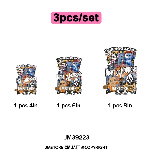 Pumpkin Spice Season Cartoon Horror Nightmare Halloween Vibes Iron on DTF Washable Transfers Stickers Ready to Press for Hoodies