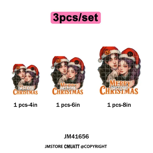 Christmas Kpop Holiday Idol Santa Holly Jolly Merry Christmas Iron on DTF Washable Transfers Stickers Ready to Press for Textile