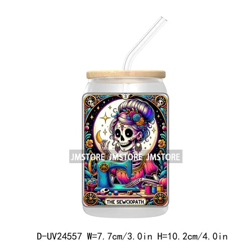 Mexican Culture Tarot Card UV DTF Transfer Stickers Decals For Libbey Cold Cups Mug Tumbler Waterproof DIY Craft Latina Skeleton