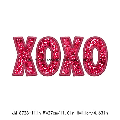 Faux Glitter Sparkly Sequins XOXO Howdy Conversation Hearts Loved Bible Verses Valentine DTF Heat Transfer Stickers For Clothing