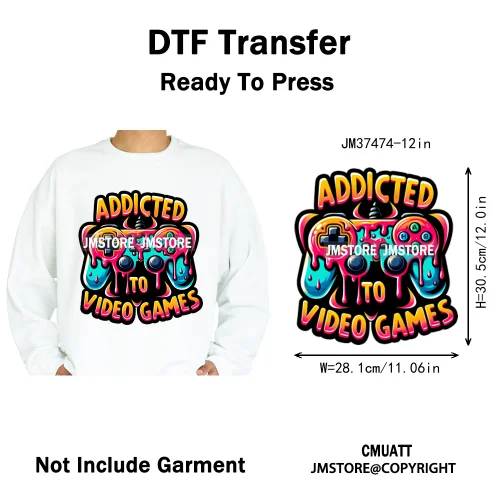 12in Graffiti Hip Hop Music Rap King Lover Video Pro Games Iron on Diy DTF Thermal Transfer Stickers Ready to Press for Clothing