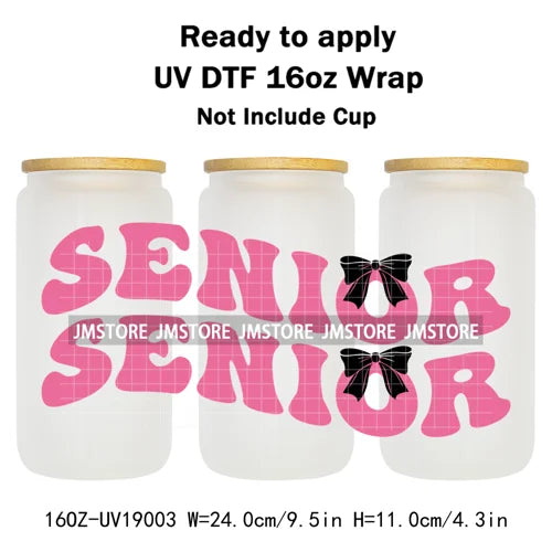 Class Of 2026 Senior Graduation Cap UV DTF Stickers Ready To Apply Cup Wrap Durable Custom Prints DIY Craft For Libbey Can Glass